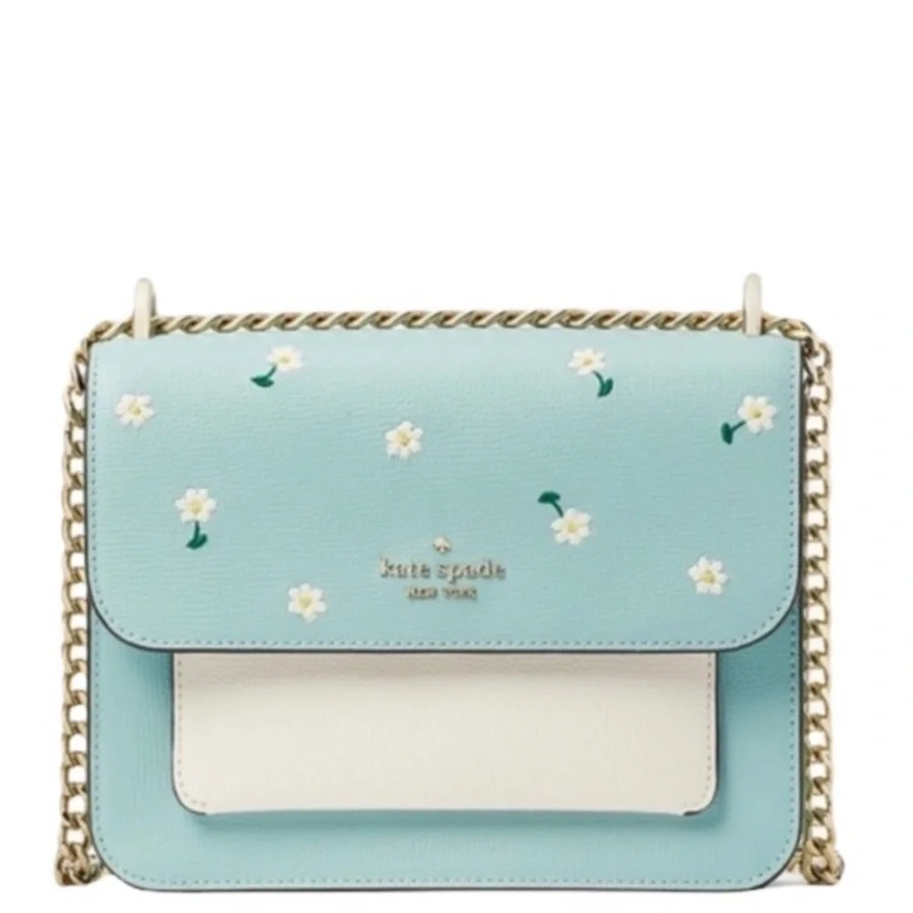 NWT Kate Spade Remi Daisy Embroidered Leather Chain Crossbody in Aphrodite - Picture 1 of 12